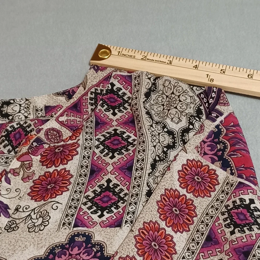 Westport Womens XL Boho Patchwork Floral Button Down Blouse Magenta Purp 4127MGP - Picture 6 of 14